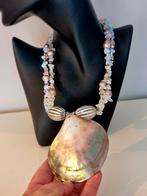 Vintage opalite stenen and shell collier ketting, Verzamelen, Ophalen of Verzenden, Mineraal