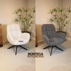 Luxe Bouclé draaifauteuil | Wit & Grijs, Huis en Inrichting, Fauteuils, Minder dan 75 cm, Nieuw, Ophalen of Verzenden, X