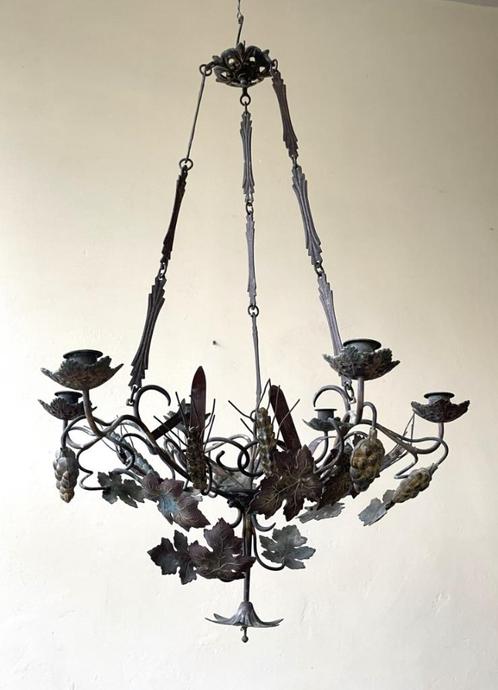 Unieke sfeervolle Oogstlamp Hanglamp Kerklamp voor kaarsen, Antiek en Kunst, Curiosa en Brocante, Ophalen of Verzenden
