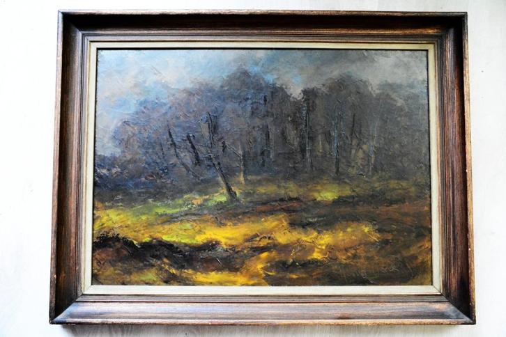 Schilderij "Bosrand" – Henk Bies, 1985, Huis en Inrichting, Overige Huis en Inrichting, Zo goed als nieuw, Ophalen