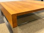 Leolux Aditi salontafel eiken hout Design Tafel Glas 84x84, Huis en Inrichting, Tafels | Salontafels, Minder dan 50 cm, Glas, Rechthoekig