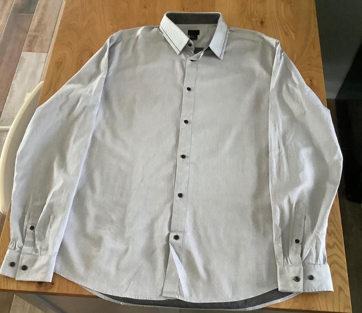 H&M licht grijze blouse+spikkels maat XL- Lmouw 100% katoen, Kleding | Heren, Overhemden, Zo goed als nieuw, Halswijdte 43/44 (XL)