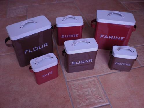 Voorraad blikken Koffie, Suiker en Meel 6 stuks,  20-15-10cm, Huis en Inrichting, Keuken | Keukenbenodigdheden, Zo goed als nieuw