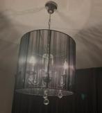 Zilver / zwarte kroonluchter met kap, Gebruikt, 50 tot 75 cm, Klassiek, Ophalen of Verzenden