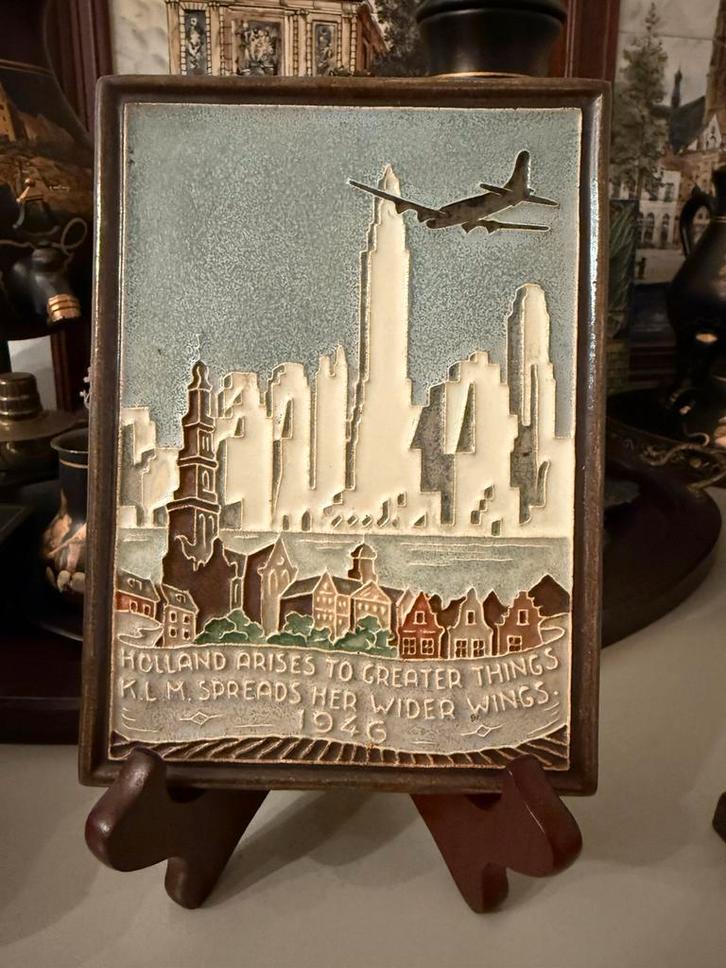 Cloisonne tegel Porceleyne Fles Delft KLM Engelse versie, Antiek en Kunst, Antiek | Wandborden en Tegels, Ophalen of Verzenden
