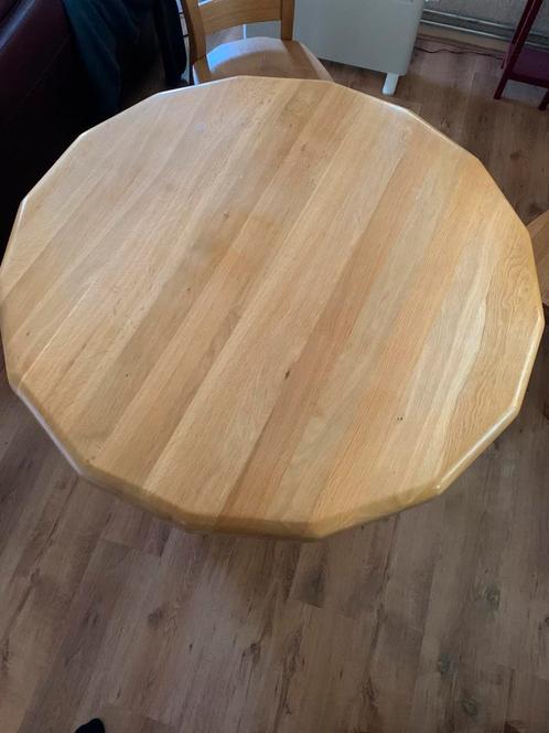 Blank eiken eethoek, Huis en Inrichting, Tafels | Eettafels, Gebruikt, 50 tot 100 cm, Vier personen, Rond, Eikenhout, Ophalen