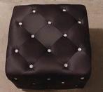 Zwarte poef met strass stenen, Minder dan 50 cm, Vierkant, Glamour, Minder dan 50 cm