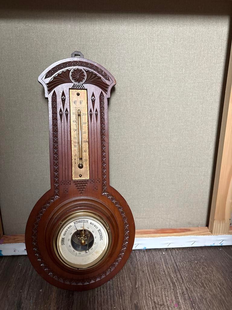Antieke Barometer met Thermometer, Ophalen of Verzenden