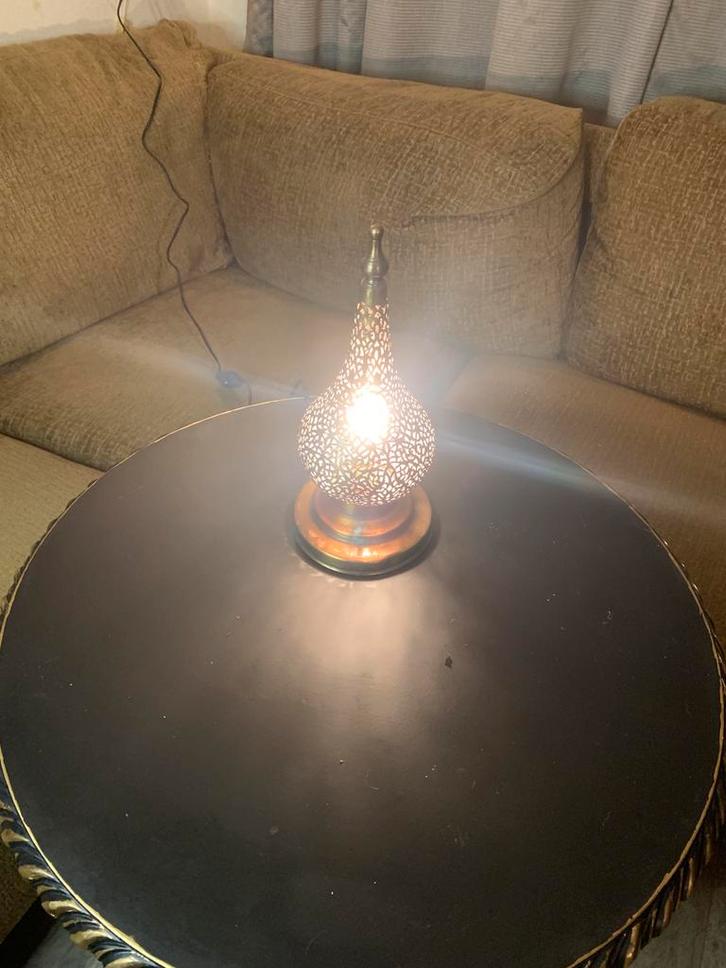 Oosterse tafellamp - Sfeervol licht marokaanse lamp koper, Huis en Inrichting, Lampen | Hanglampen, Gebruikt, Minder dan 50 cm