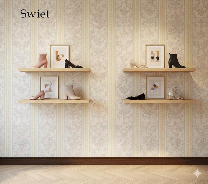 6997 pastel streep bloem vintage behang licht lief swiet, Huis en Inrichting, Stoffering | Behang, Roze, 75 m² of meer, Verzenden