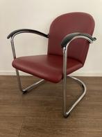 Gispen 414 fauteuil , hoogglans chroom, bordeauxrood leder, Minder dan 50 cm, Minder dan 75 cm, Design, Ophalen of Verzenden