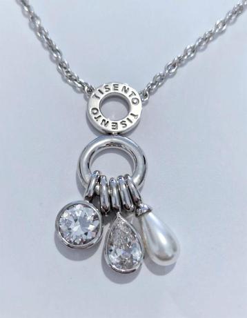 Mooie TI SENTO zilveren (925) ketting VASTE hanger 3 BEDELS beschikbaar voor biedingen