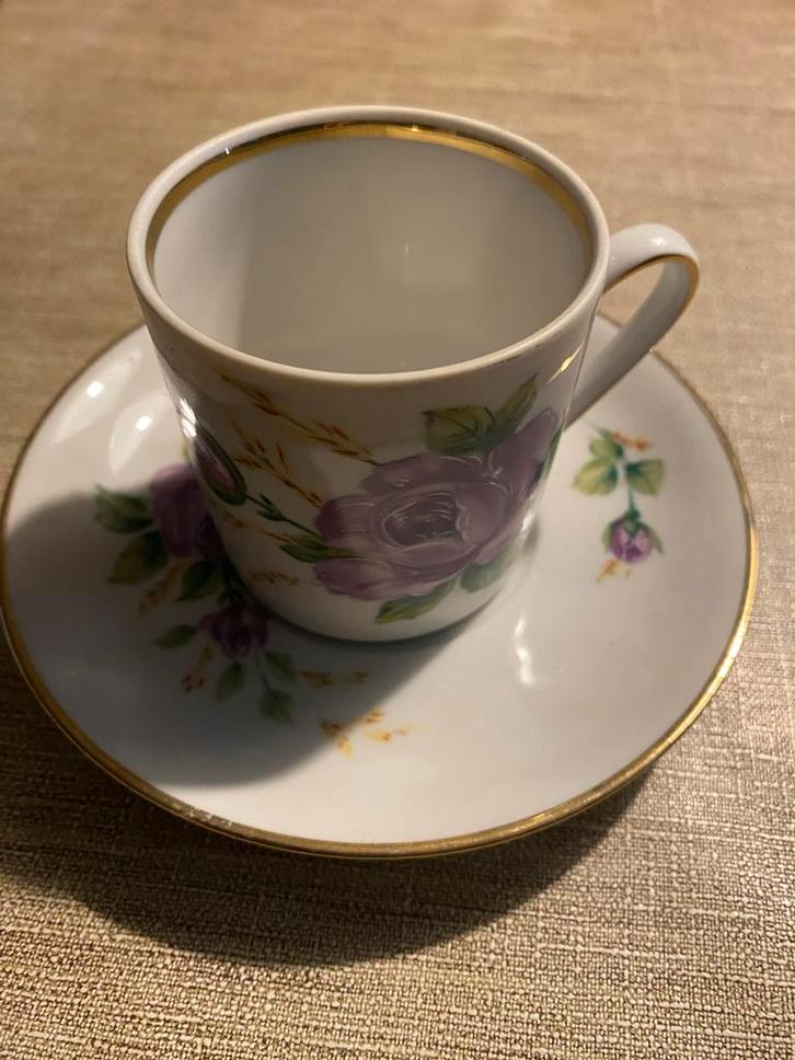 Vintage Kop en Schotel met Bloemen, Huis en Inrichting, Keuken | Servies, Gebruikt, Kop(pen) en/of Schotel(s), Overige stijlen
