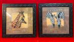 2 schilderijen “zebra’s” en “giraffen”, Antiek en Kunst, Ophalen of Verzenden