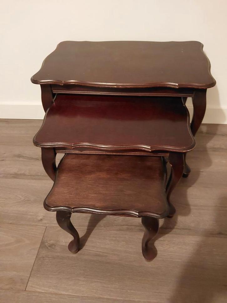 Vintage Nesting Tafeltjes - Set van 3, Huis en Inrichting, Tafels | Sidetables, Gebruikt, Minder dan 25 cm, Minder dan 50 cm, Rechthoekig