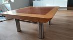 Houten salontafel met metalen poten, Huis en Inrichting, Tafels | Salontafels, Ophalen, Gebruikt, 50 tot 100 cm, Vierkant