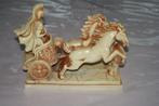 Antieke hele mooie beeld strijdwagen met 2 paarden, Antiek en Kunst, Ophalen of Verzenden