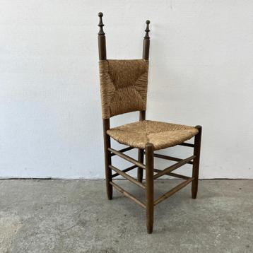 Vintage Spaanse biezen stoel met hoge rugleuning - Boho  beschikbaar voor biedingen
