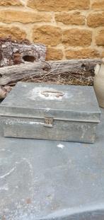 oud verweerd zware kwaliteit zinken kist documenten kist, Ophalen of Verzenden