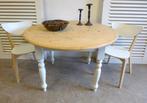 Prachtige landelijke ronde eettafel  120 cm, Ophalen, Wit landelijk, Zo goed als nieuw, Vijf personen of meer