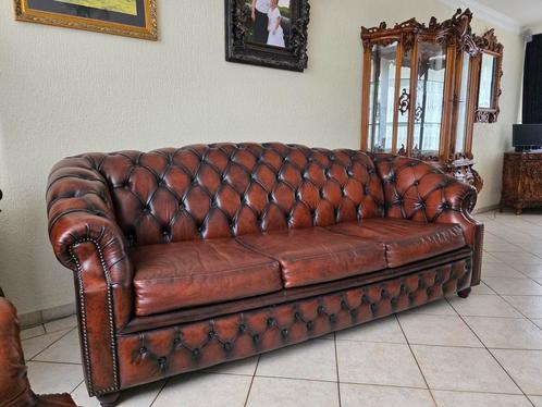 Chesterfield drie twee en een zit, Huis en Inrichting, Banken | Bankstellen, Gebruikt, 75 tot 100 cm, Ophalen