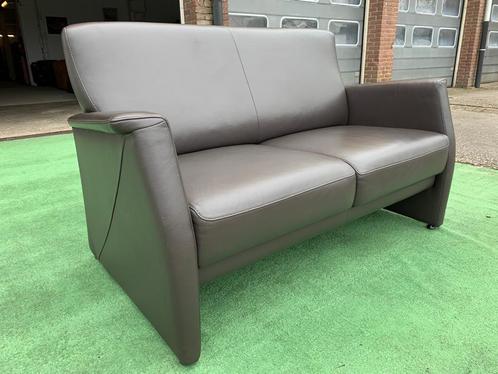 Bank Prominent bruin leer senioren bankstel ZGAN, Huis en Inrichting, Fauteuils, Zo goed als nieuw, Hout, Leer, Stof, 75 tot 100 cm