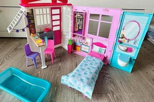 Super leuk barbiehuis inklapbaar 1 x mee gespeeld, Kinderen en Baby's, Speelgoed | Poppenhuizen, Zo goed als nieuw, Poppenhuis