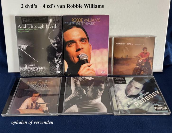 2 dvd's + 4 cd's Robbie Williams samen € 25 (1 dvd geseald), Verzamelen, Muziek, Artiesten en Beroemdheden, Zo goed als nieuw