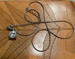 Vintage boho zilverkleur strass steen kettinghanger ketting, Ophalen, Overige materialen, Met strass, Zo goed als nieuw