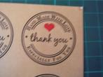 12 stickers hand made with love / thank you, Ophalen of Verzenden, Nieuw, Overige thema's, Overige typen