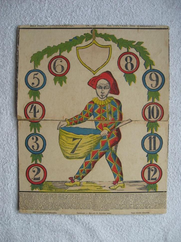 Brepols Het Nieuw Arlequin spel (tweetalig, oud & zeldzaam), Antiek en Kunst, Antiek | Speelgoed, Ophalen of Verzenden