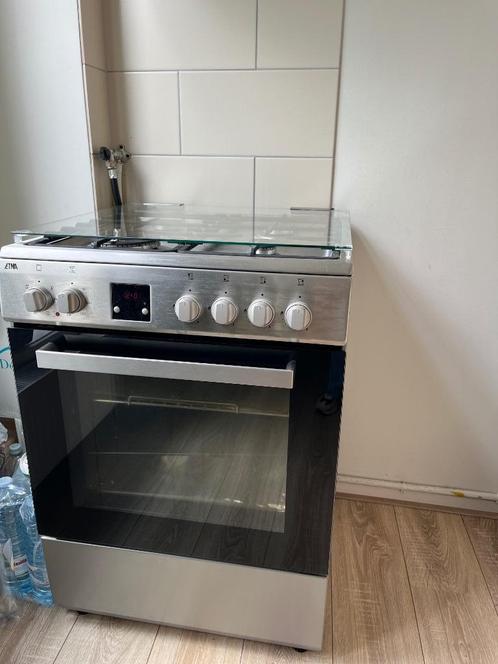 4 pits ETNA RVS Combi gasfornuis incl. oven, Witgoed en Apparatuur, Fornuizen, Zo goed als nieuw, Vrijstaand, Gas, 4 kookzones