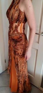 Galajurk / Avondjurk/ Cocktailjurk brons bruin S-M nr 37783, Kleding | Dames, Jurken, Bruin, ., Ophalen of Verzenden, Zo goed als nieuw