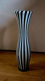 Leonardo Zebra Murano Vaas - Jaren 70 Italië, Gebruikt, Zwart, Ophalen of Verzenden, Glas