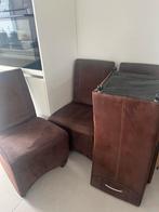 4 Bruine Eetkamerstoelen met Wieltjes, Huis en Inrichting, Stoelen, Ophalen of Verzenden, Gebruikt, Bruin, Vier