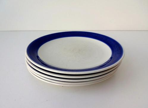Vijf grote borden plat wit met blauw Koka Rörstrand 3648-s, Antiek en Kunst, Antiek | Keramiek en Aardewerk, Ophalen