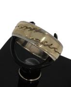 Sale! Gouden Vintage met zilveren bewerkte band ring unisex