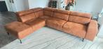 Prachtige suede leer hoekbank cognac bruin, Ophalen, Zo goed als nieuw, Leer