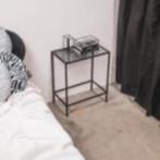 Bijzettafel 'Mente' (Zwart, 60cm) van metaal en glas, 45 tot 60 cm, Minder dan 55 cm, Metaal of Aluminium, Nieuw