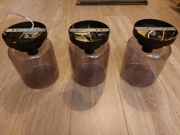 Plafondlampen 3 stuks, Juno karwei, zwart, H 25 cm, D 21 cm beschikbaar voor biedingen