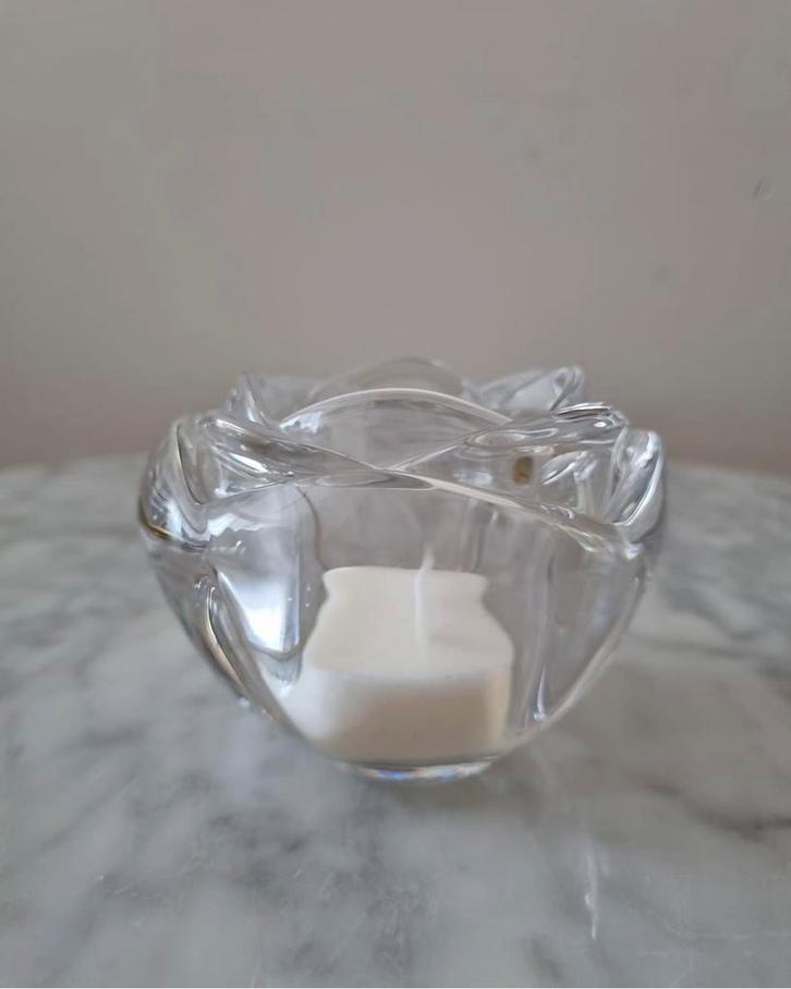 Waxinelichthouder bloem roos loodkristal Adria kaarshouder, Huis en Inrichting, Woonaccessoires | Kandelaars en Kaarsen, Zo goed als nieuw