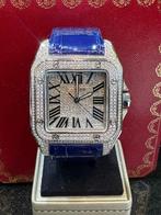 Cartier santos XL ref 2656, Overige merken, Overige materialen, Leer, Polshorloge