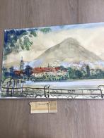 Aquarel Nicolaas Huppes - Meer van Lugano, Ophalen of Verzenden