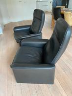 2 leren fauteuils de sede zwart, Huis en Inrichting, Fauteuils, Gebruikt, Minder dan 75 cm, Design, Leer