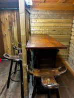 Mooie houten bar met 4 barkrukken, Ophalen, Gebruikt, Inclusief barstoelen