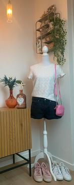 JACQUELINE DE YONG top/shirt met ajour-patroon, maat S, Ophalen, Wit, Zo goed als nieuw, Korte mouw