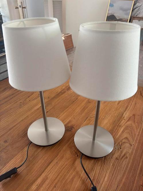 Wit - chroom lampje, Huis en Inrichting, Lampen | Tafellampen, Gebruikt, Minder dan 50 cm, Ophalen