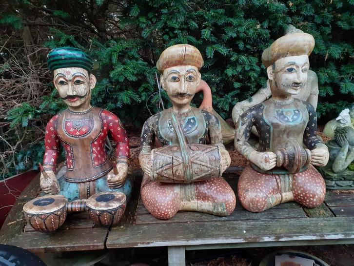 Antieke Beeldengroep "De Muzikanten" uit Laos, Antiek en Kunst, Kunst | Beelden en Houtsnijwerken, Ophalen of Verzenden