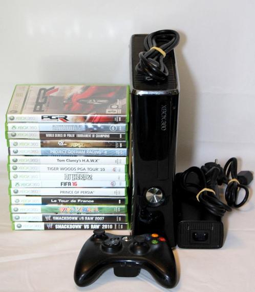 xbox 360 met games, Spelcomputers en Games, Spelcomputers | Xbox 360, Gebruikt, 250 GB, Met 1 controller, Met games, Ophalen of Verzenden