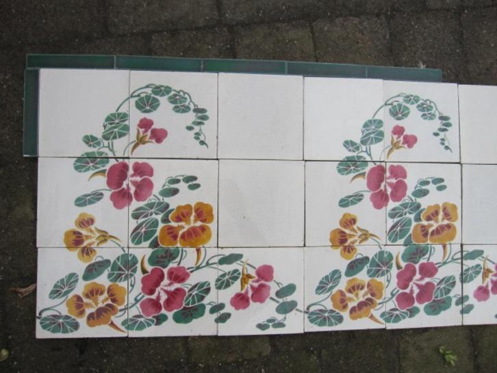 315x45cm Wandtegels prachtige afbeelding Oost-Indische kers, Antiek en Kunst, Antiek | Wandborden en Tegels, Ophalen